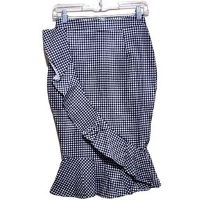 Missguided Aline Pencil Ruffle Plaid Checked Skirt Size 2